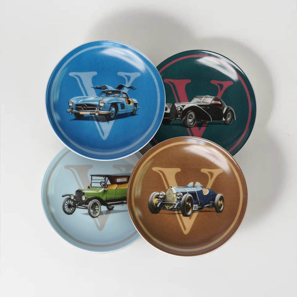 Classic Cars 12 Cm Set of 4 porcelain Plates