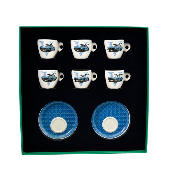Classic Cars 50's Porcelain 6 Pcs Espresso Cup Set