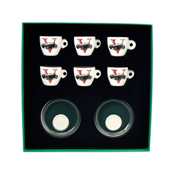 Classic Cars 40's Porcelain 6 Pcs Espresso Cup Set