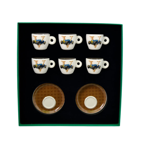 Classic Cars 30's Porcelain 6 Pcs Espresso Cup Set