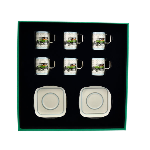 Classic Cars 20's Porcelain 6 Pcs Teacup Set