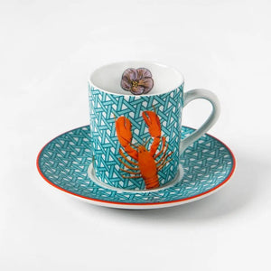Hazeran Flowers Lobster Porcelain Turkish Coffee Cup - Vitelli Design Studio UAE