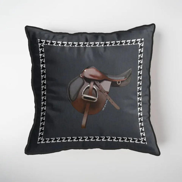 Equestrian Anthracite Throw Pillow Cover - Vitelli Design Studio UAE