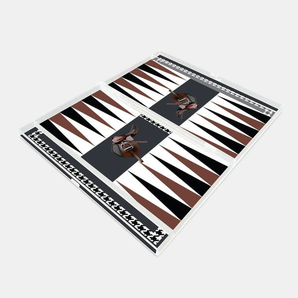 Equestrian Anthracite Acrylic Backgammon - Vitelli Design Studio UAE
