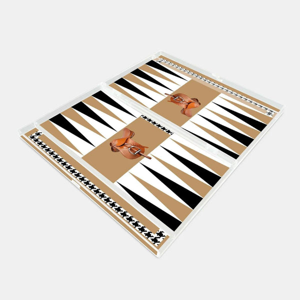 Equestrian Camel Acrylic Backgammon - Vitelli Design Studio UAE