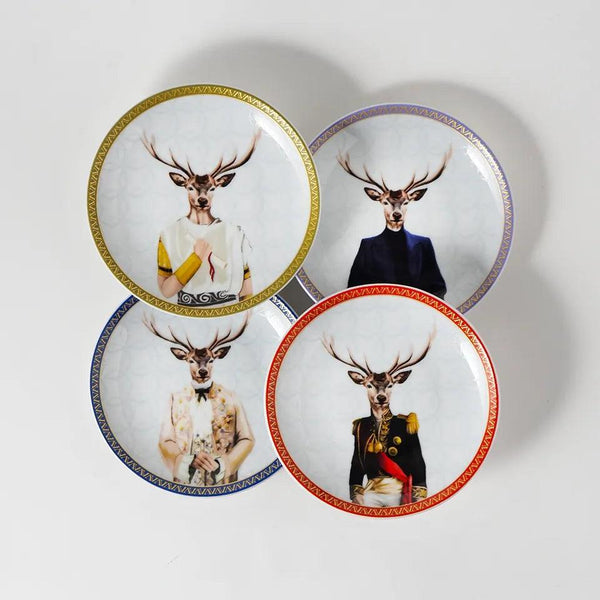 Deer 12 Cm Porcelain Plate Set of 4 - Vitelli Design Studio UAE