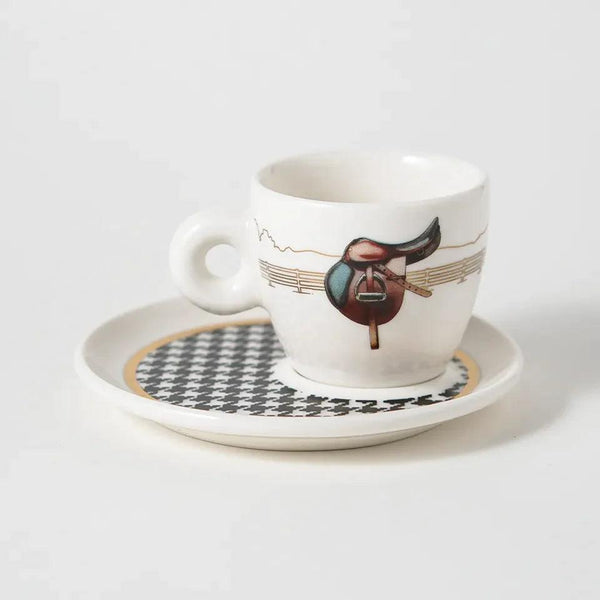 Equestrian Taba Saddle Porcelain Espresso Cup - Vitelli Design Studio UAE