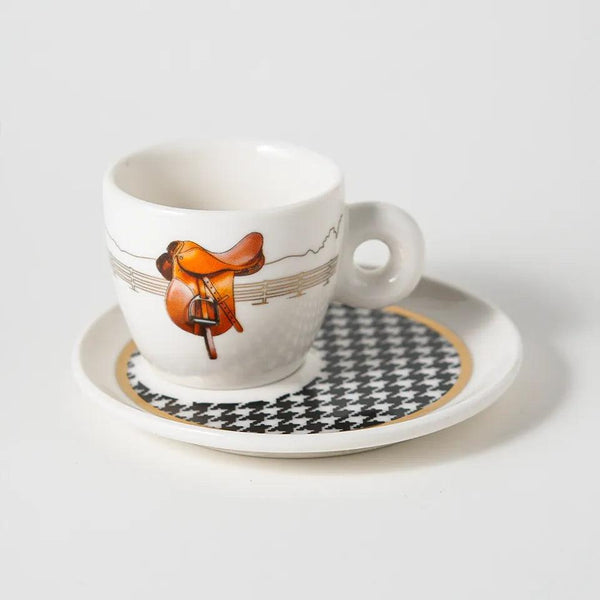 Equestrian Taba Saddle Porcelain Espresso Cup - Vitelli Design Studio UAE