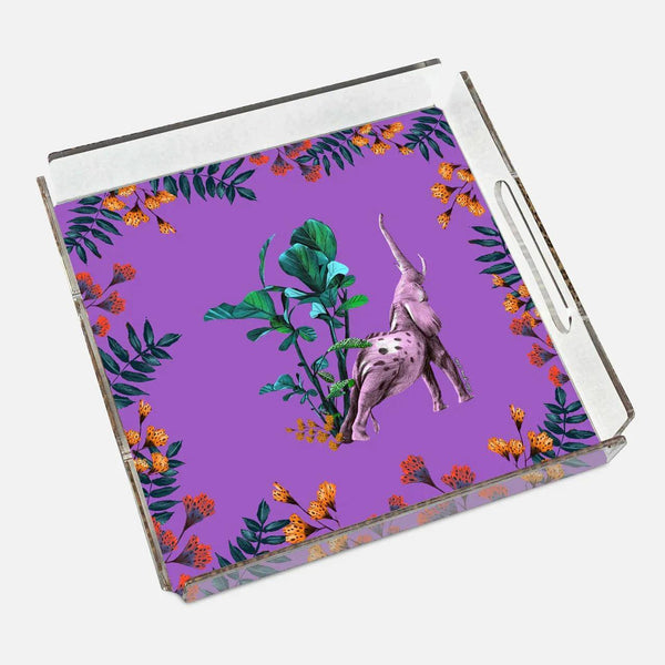 Wonderland Purple Elephant 40x40 Acrylic Tray - Vitelli Design Studio UAE