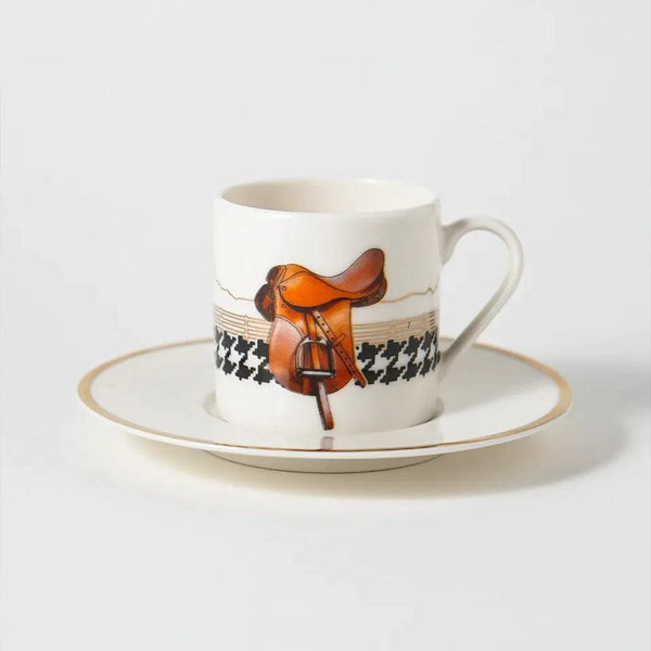 Equestrian Red Jacket Porcelain Turkish Coffee Cup - Vitelli Design Studio UAE