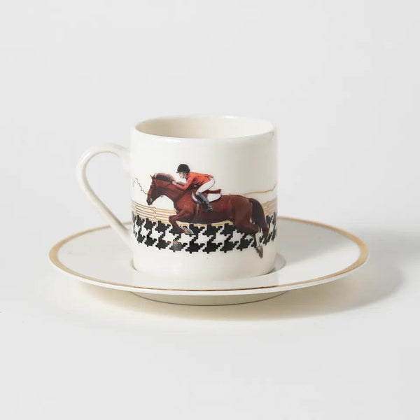 Equestrian Red Jacket Porcelain Turkish Coffee Cup - Vitelli Design Studio UAE