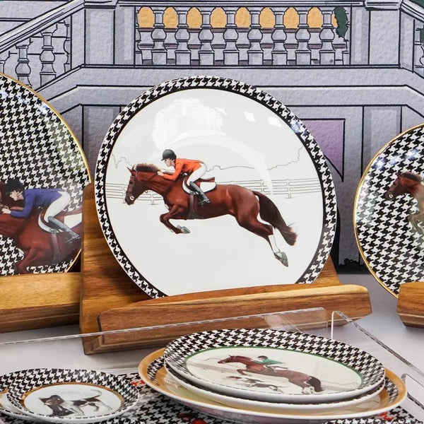 Equestrian 25 Cm Porcelain Plate with Equestrian Red Jacket - Vitelli Design Studio UAE