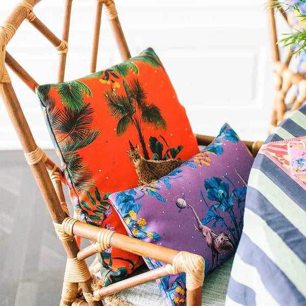 Wonderland Orange Leopard 2 Throw Pillow Cover - Vitelli Design Studio UAE