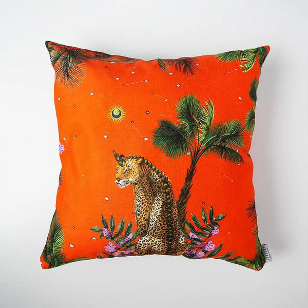 Wonderland Orange Leopard Decorative Pillow - Vitelli Design Studio UAE