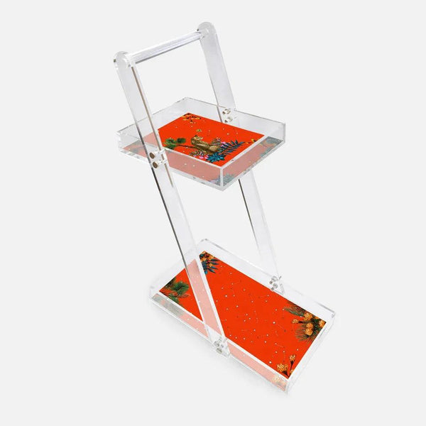 Wonderland Orange Leopard 2 Acrylic Service Trolley - Vitelli Design Studio UAE