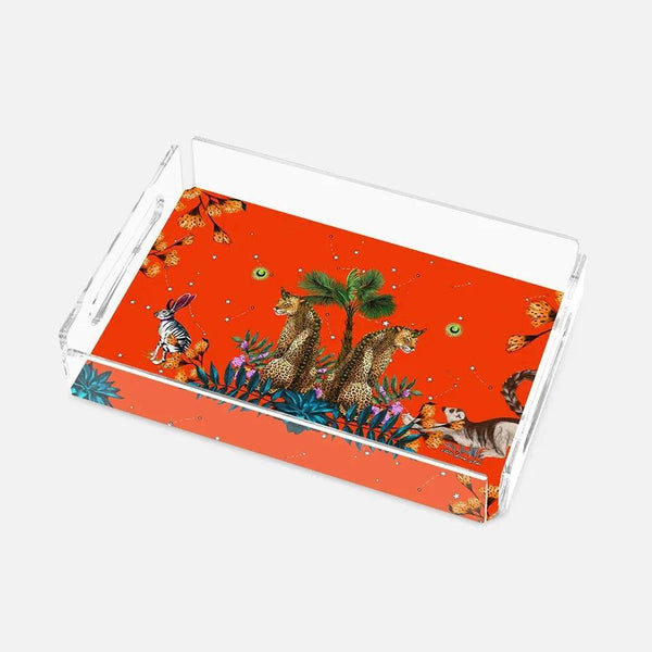 Wonderland Orange Leopard 2 25X17 Acrylic Tray - Vitelli Design Studio UAE