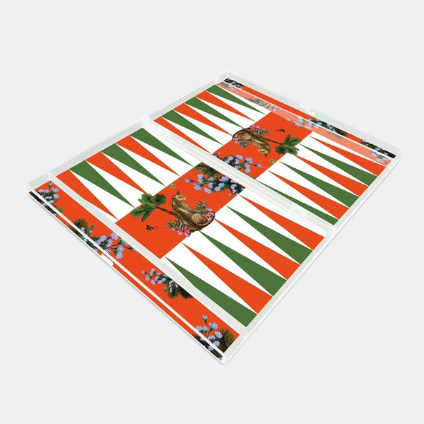 Wonderland Orange Leopard 2 Backgammon - Vitelli Design Studio UAE