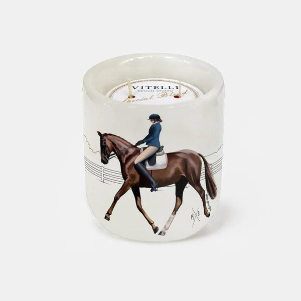 Equestrian Blue Jacket Marble Candle - Vitelli Design Studio UAE