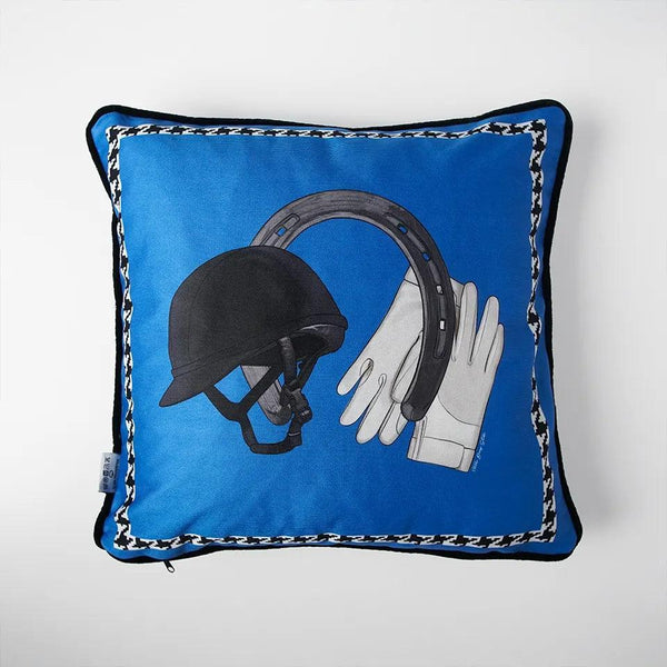 Equestrian Blue Throw Pillow Cover - Vitelli Design Studio UAE