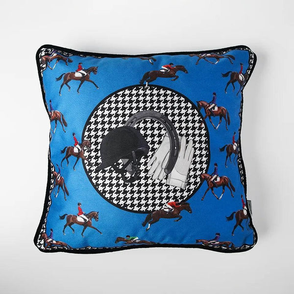 Equestrian Blue Throw Pillow Cover - Vitelli Design Studio UAE