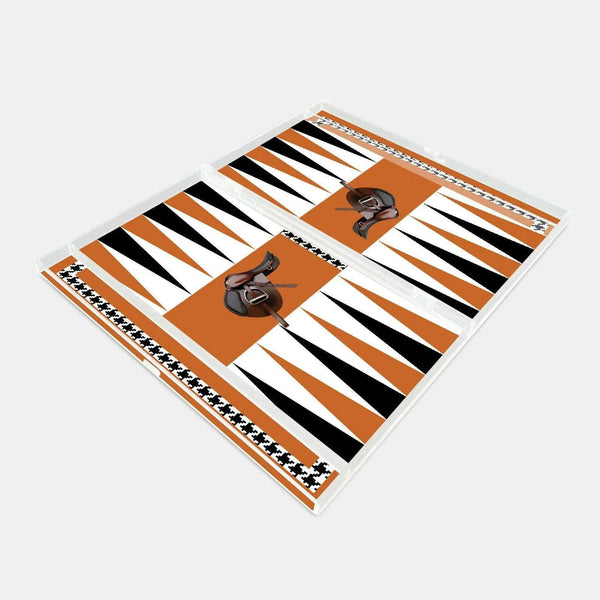 Equestrian Orange Acrylic Backgammon - Vitelli Design Studio UAE