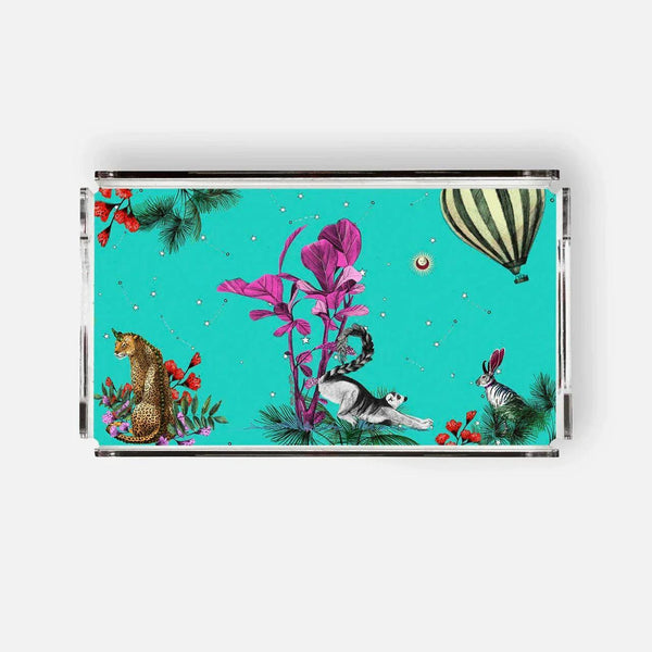 Wonderland Green Raccoon 38x23 Acrylic Tray - Vitelli Design Studio UAE