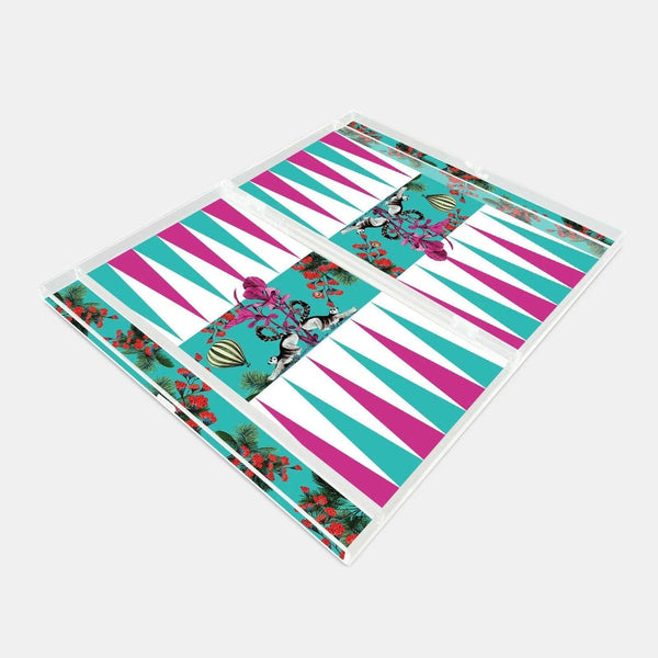 Wonderland Green Raccoon Acrylic Backgammon - Vitelli Design Studio UAE
