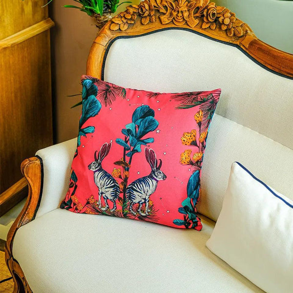 Wonderland Pink Rabbit Decorative Pillow - Vitelli Design Studio UAE