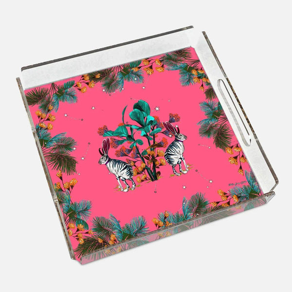 Wonderlan Pink Rabbit 40x40 Acrylic Tray - Vitelli Design Studio UAE