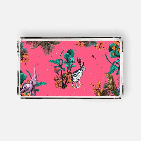 Wonderland Pink Rabbit 38x23 Acrylic Tray - Vitelli Design Studio UAE