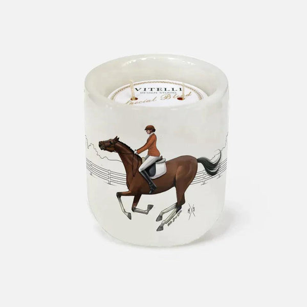 Equestrian Orange Jacket Marble Candle - Vitelli Design Studio UAE