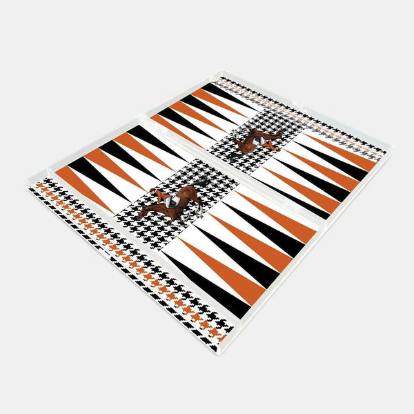 Equestrian Orange Jacket Acrylic Backgammon - Vitelli Design Studio UAE