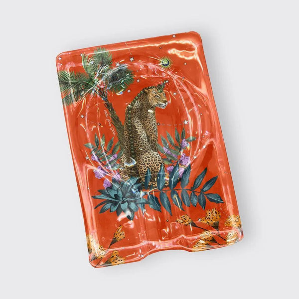 Wonderland Orange Leopard 2 Oval Cigar Ashtray - Vitelli Design Studio UAE
