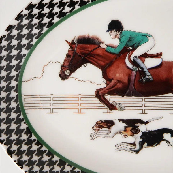 Equestrian Green Jacket 24 Cm Porcelain Boat Plate - Vitelli Design Studio UAE