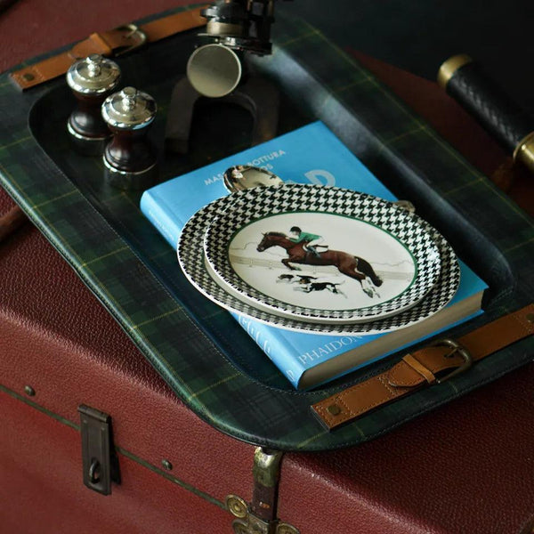 Equestrian Green Jacket 24 Cm Porcelain Boat Plate - Vitelli Design Studio UAE