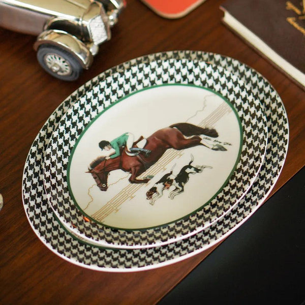 Equestrian Green Jacket 21 Cm Porcelain Boat Plate - Vitelli Design Studio UAE