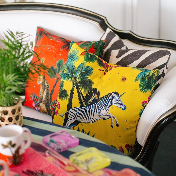 Wonderland Yellow Zebra Decorative Pillow - Vitelli Design Studio UAE