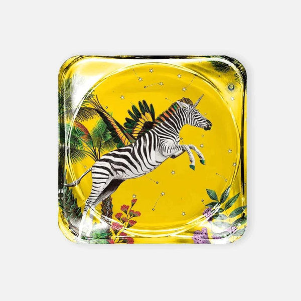Wonderland Yellow Zebra Acrylic Coaster - Vitelli Design Studio UAE