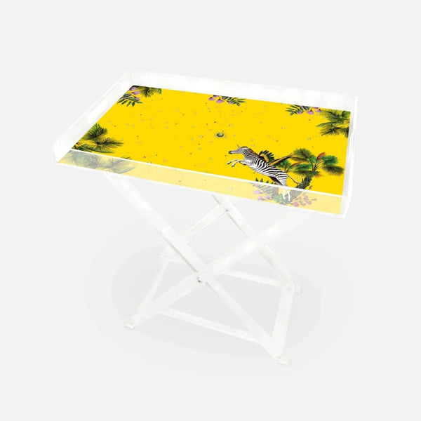 Wonderland Yellow Zebra 60x40 Acrylic Coffee Table - Vitelli Design Studio UAE