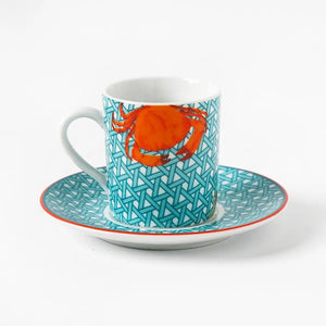 Hazeran Flowers Lobster Porcelain Turkish Coffee Cup - Vitelli Design Studio UAE