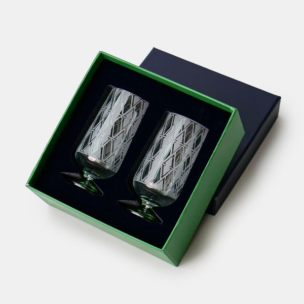 Monogram 2 Pcs Green Coffee Side Water Cup - Vitelli Design Studio UAE