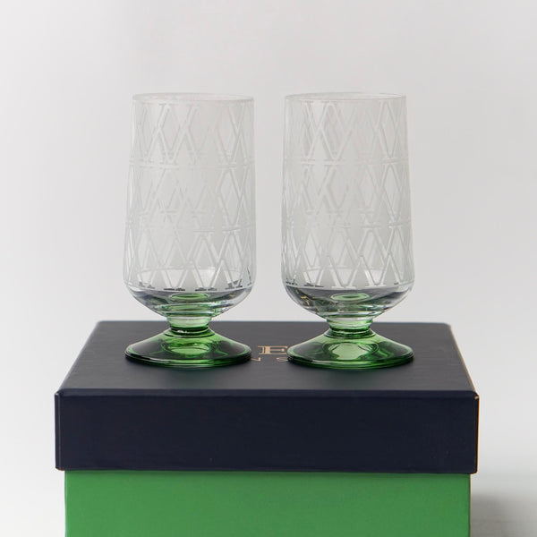 Monogram 2 Pcs Green Coffee Side Water Cup - Vitelli Design Studio UAE