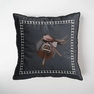 Equestrian Anthracite Throw Pillow Cover - Vitelli Design Studio UAE