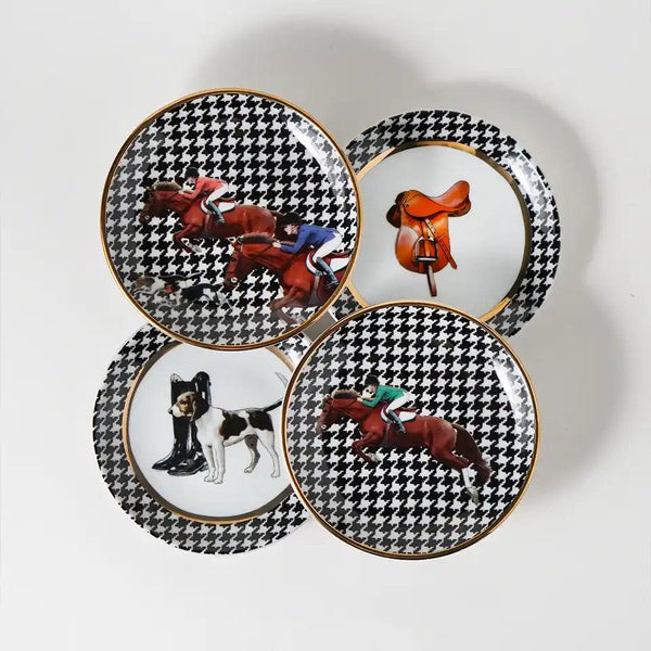 Equestrian 12 Cm Porcelain Plate Set of 4 - Vitelli Design Studio UAE
