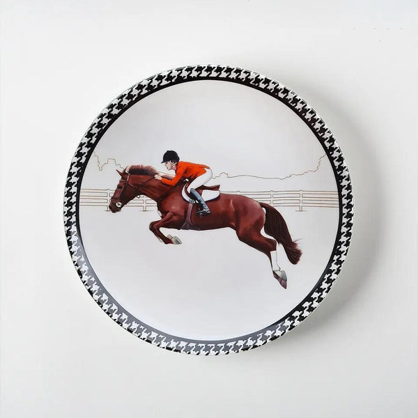 Equestrian 25 Cm Porcelain Plate with Equestrian Red Jacket - Vitelli Design Studio UAE