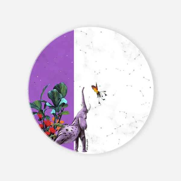 Wonderland Purple Elephant Marble Serving Plate - Vitelli Design Studio UAE
