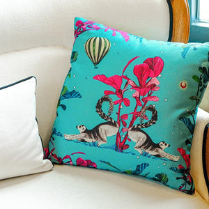 Wonderland Green Raccoon Throw Pillow Cover - Vitelli Design Studio UAE