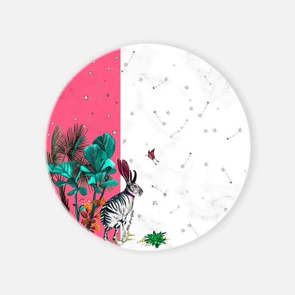 Wonderland Pink Rabbit Marble Serving Plate - Vitelli Design Studio UAE