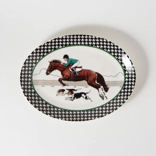 Equestrian Green Jacket 24 Cm Porcelain Boat Plate - Vitelli Design Studio UAE